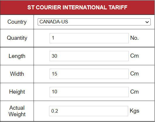 st courier price list for canada