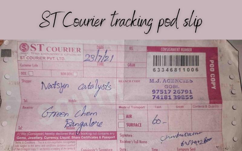 st courier tracking pod slip