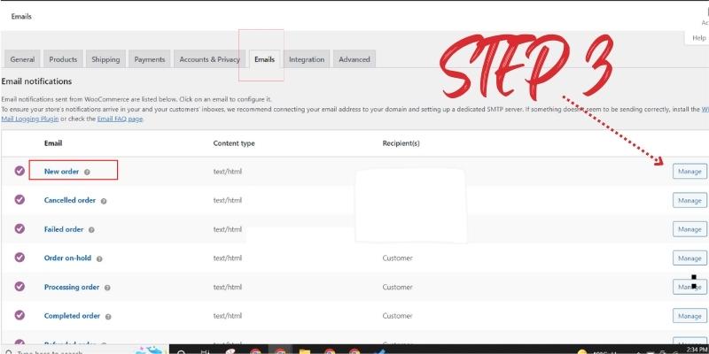 step 3 is clicking on Manage on the right hand side